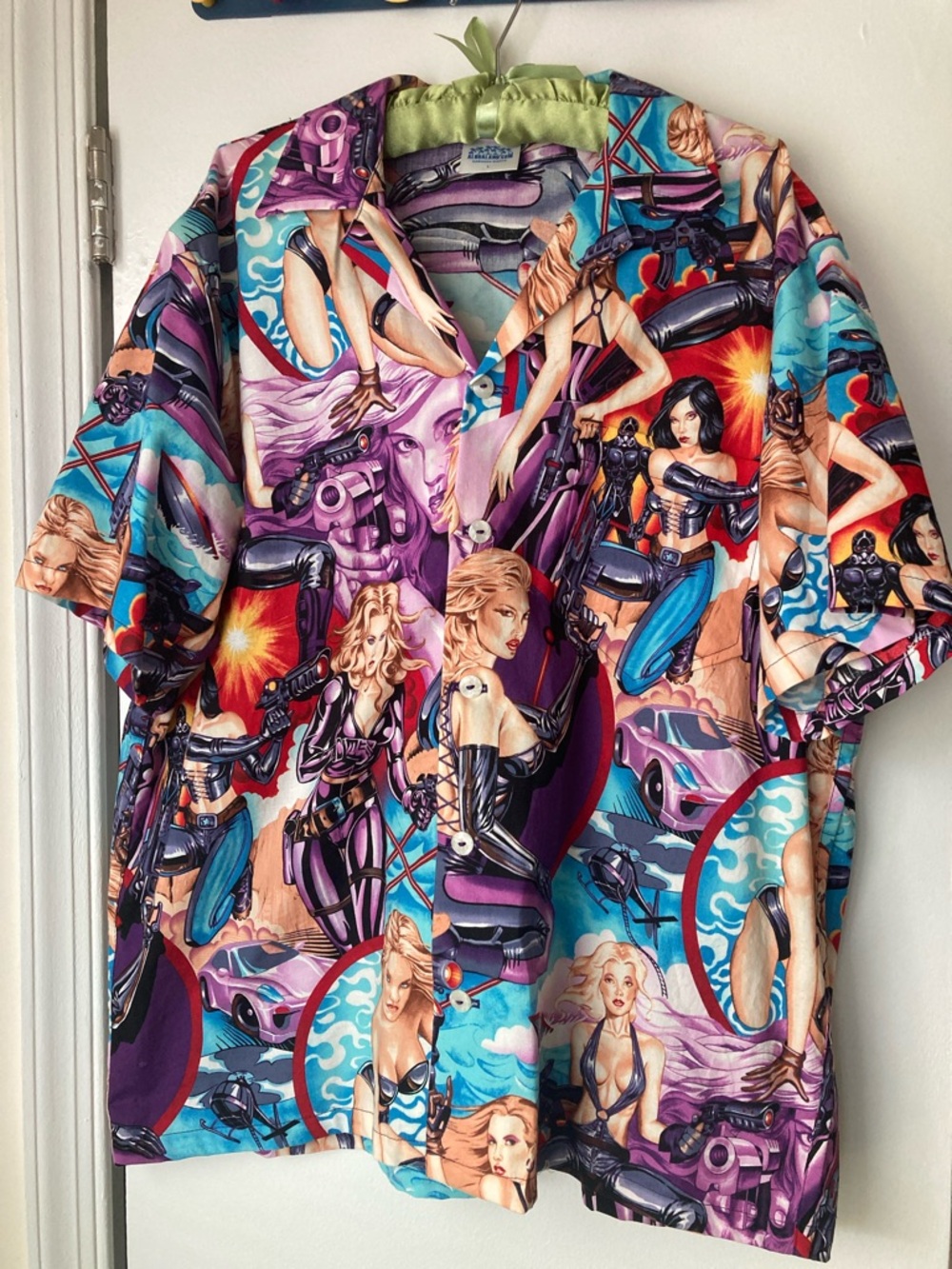 Retro Pin-Up Graphic Button-Up Shirt